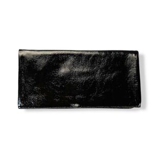 HOBO INTERNATIONAL Patent Leather Envelope Wallet Clutch Black Bag Black Glazed